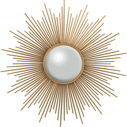 001 SR-893251 | Primary Silo | Sunburst Mirror with Security Hdwe by Global Views in gold. Made from brass, glass in a transitional style.