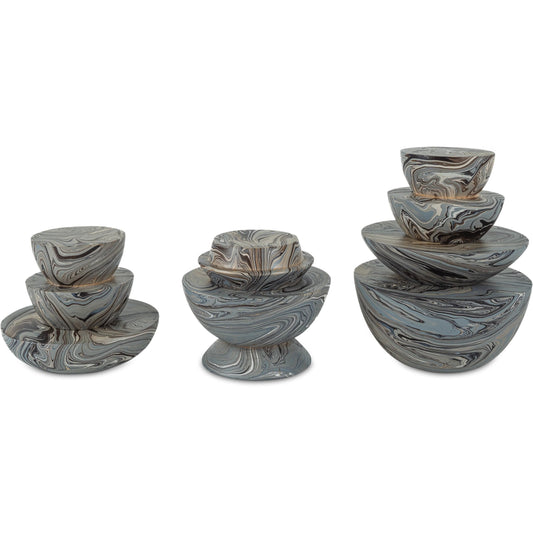 Stacking Box Set by Currey and Company in marbleized gray. Made from wood in a eclectic & global style.