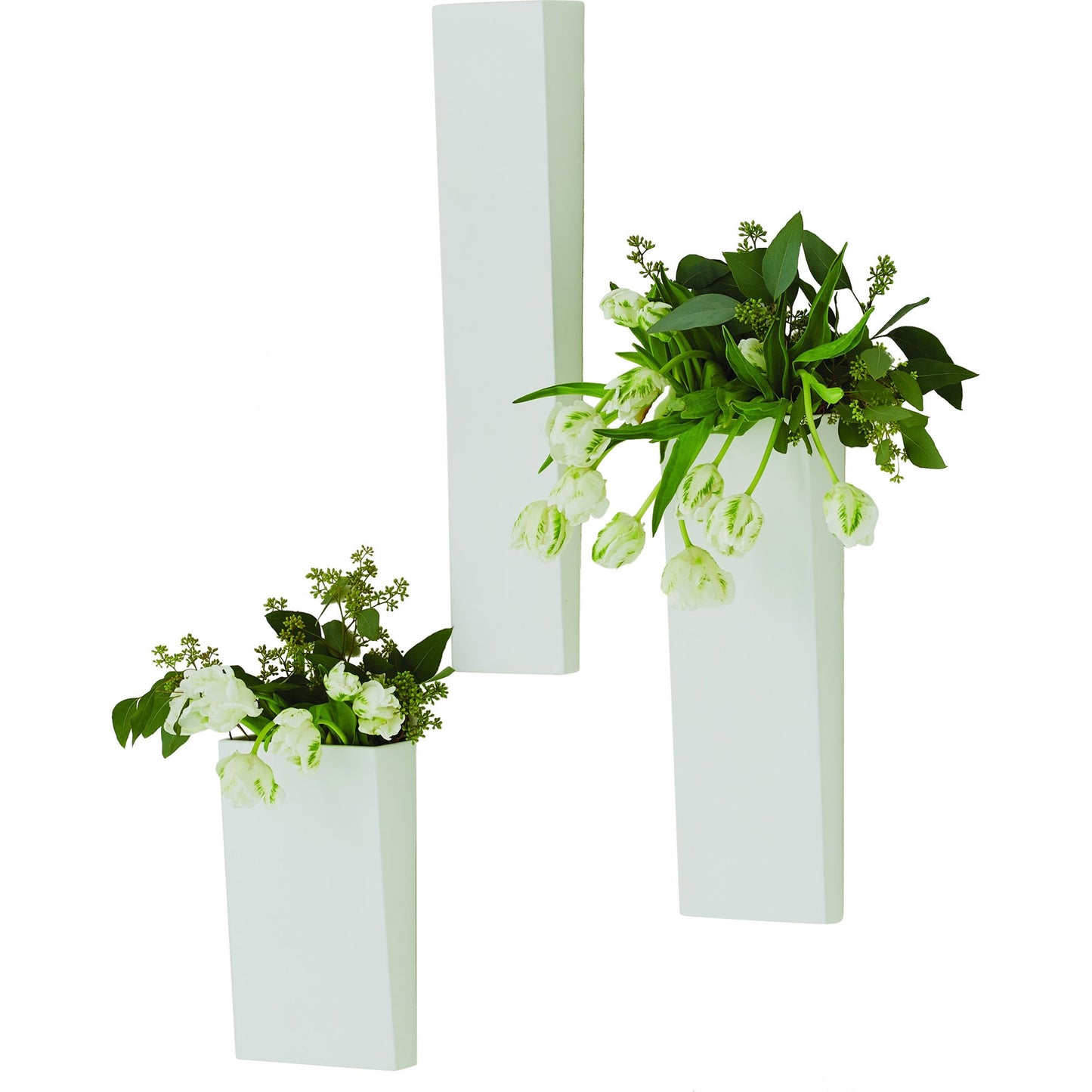 001 SR-701920 | Primary Silo | Pyramid Wall Vase by Global Views in white. Made from ceramic in a modern style.