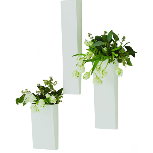 001 SR-701920 | Primary Silo | Pyramid Wall Vase by Global Views in white. Made from ceramic in a modern style.