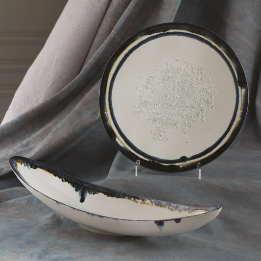 Glass Drip Canoe Bowl by Global Views. Made from ceramic in a eclectic & global style.