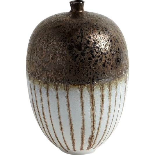 Reactive Bronze Stripe Vessel by Global Views. Made from porcelain in a eclectic & global style.
