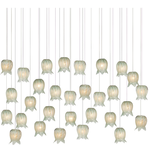 000 SI-2524388 | Primary Silo | Polpo 30-Light Linear Multi-Drop Pendant by Currey and Company. Made from art glass, metal in a modern style.