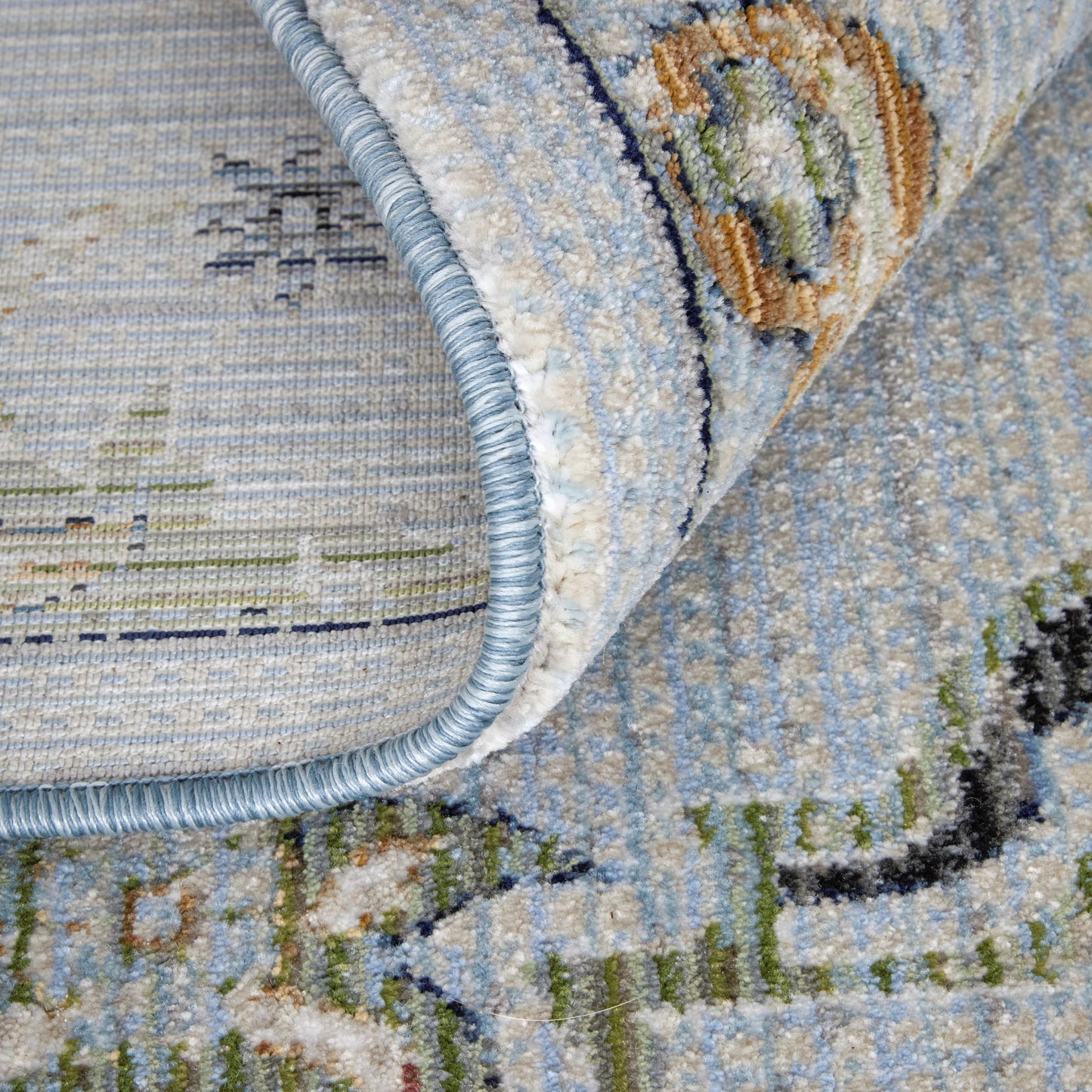 006 SI-2158896,SI-2158897,SI-2158898,SI-2158899,SI-2158900,SI-2259686 | Closeup | Melrose Traditional & Botanical Rug - MEL39P4F by Feizy in blue, green, ivory. Made from polypropylene, polyester, viscose in a unique style.
