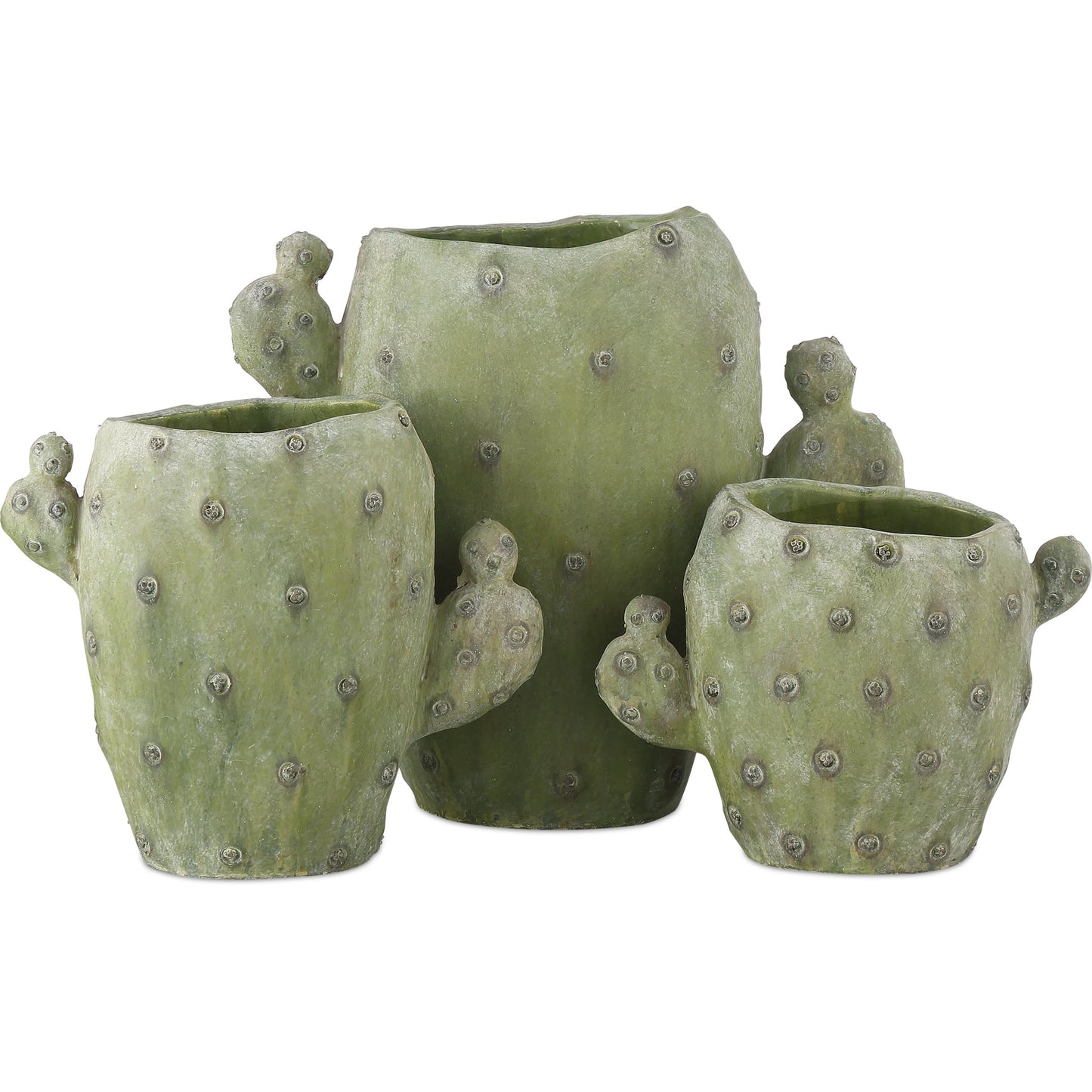 001 SI-2191679 | Primary Silo | Cactus Vase Set by Currey and Company in green. Made from composite in a modern style.