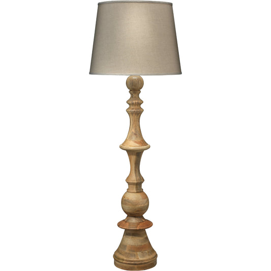 Budapest Floor Lamp by Jamie Young in natural wood. Made from wood in a traditional style.