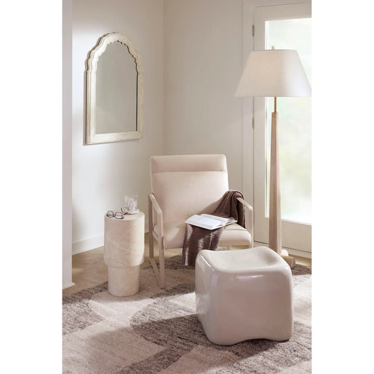 Charleston Floor Lamp by Jamie Young in off, white and white washed mango wood. Made from wood in a unique style.