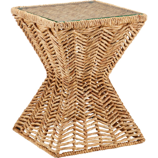 Hadi Accent Table by Currey and Company in natural, clear. Made from glass, iron in a coastal style.