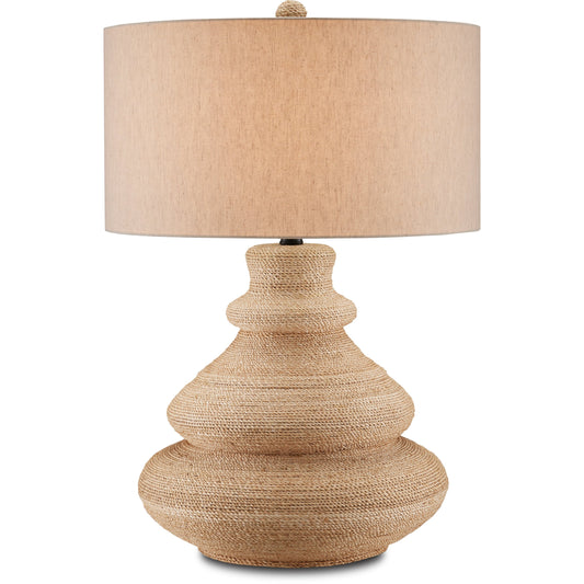 Jaru Table Lamp by Currey and Company. Made from abaca rope in a modern style.