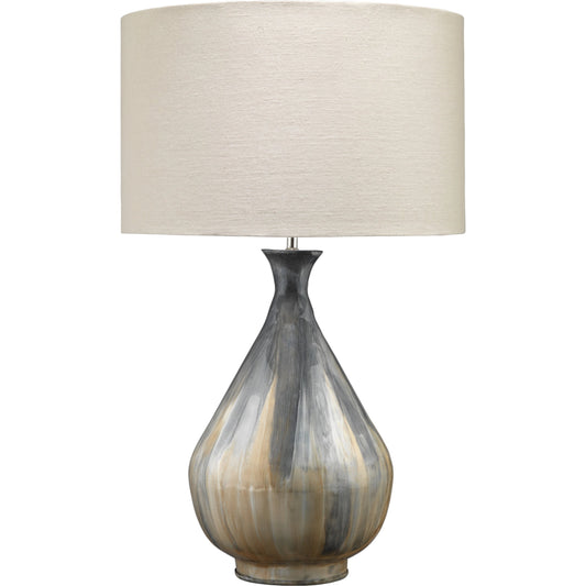 Daybreak Table Lamp by Jamie Young in gray enameled metal. Made from iron in a modern style.