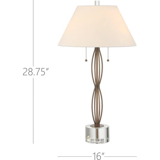 Mizner Table Lamp by Currey and Company in antique brass, clear. Made from metal, optic crystal in a modern style.