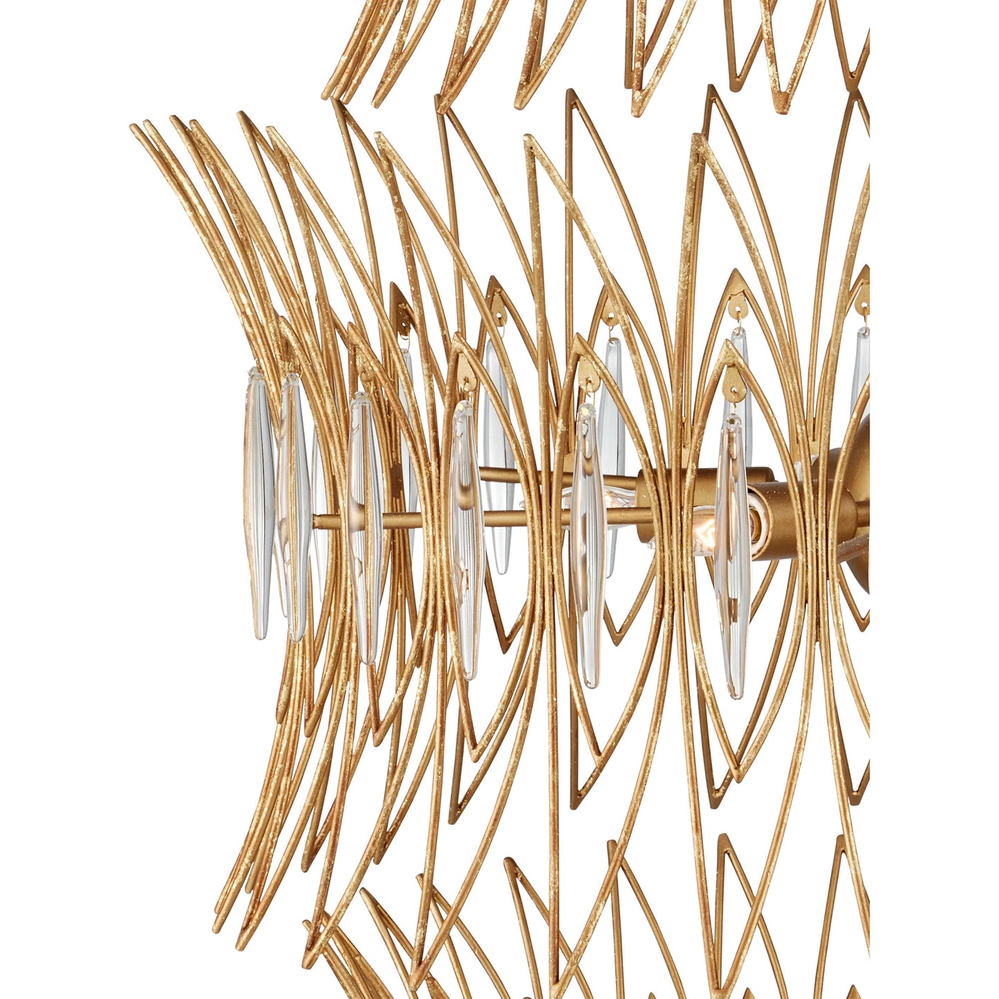 009 SI-2387084 | Closeup | Marquise Chandelier by Currey and Company in clear, luxor gold. Made from glass, wrought iron in a modern style.