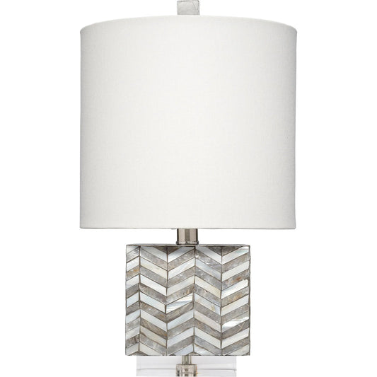 Garbo Table Lamp by Jamie Young. Made from mother of pearl, acrylic, mdf in a modern style.