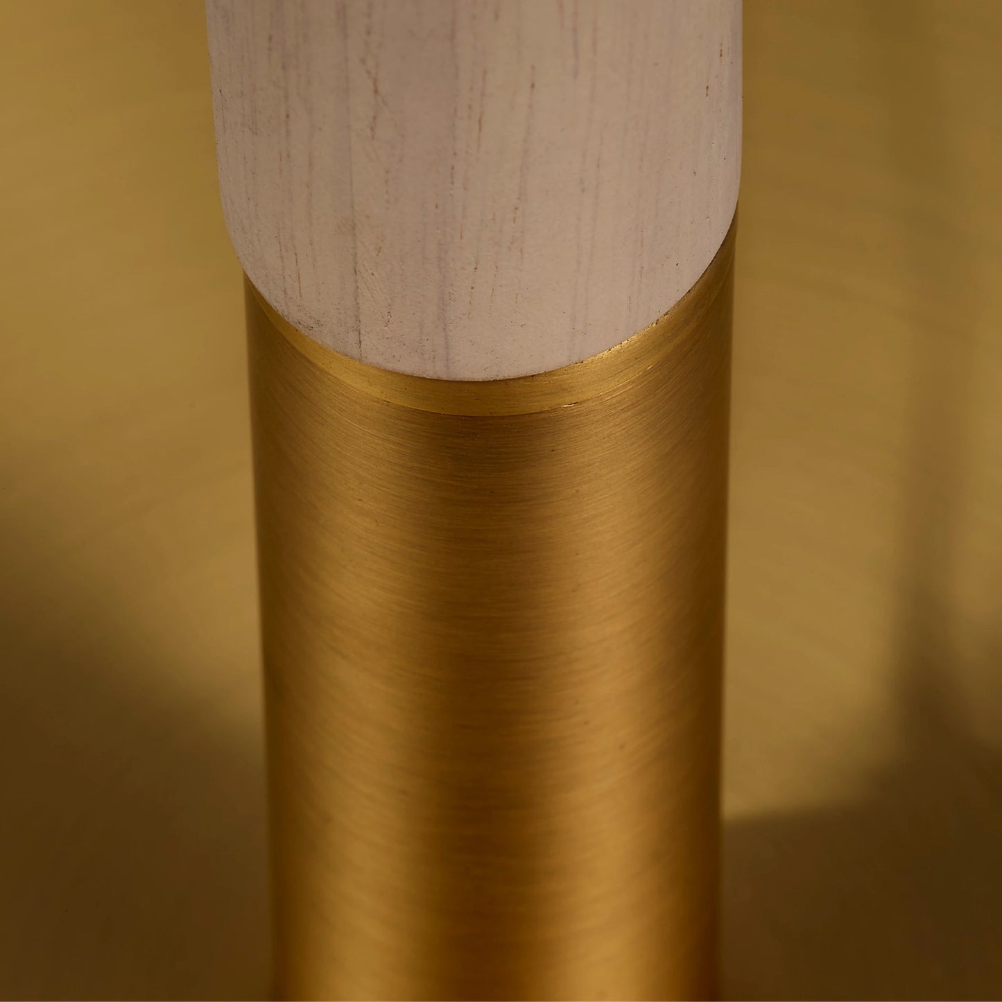 002 SI-2146426 | Closeup | Morgana Floor Lamp by Jamie Young in antique brass, natural. Made from rubber wood, iron metal in a modern style.