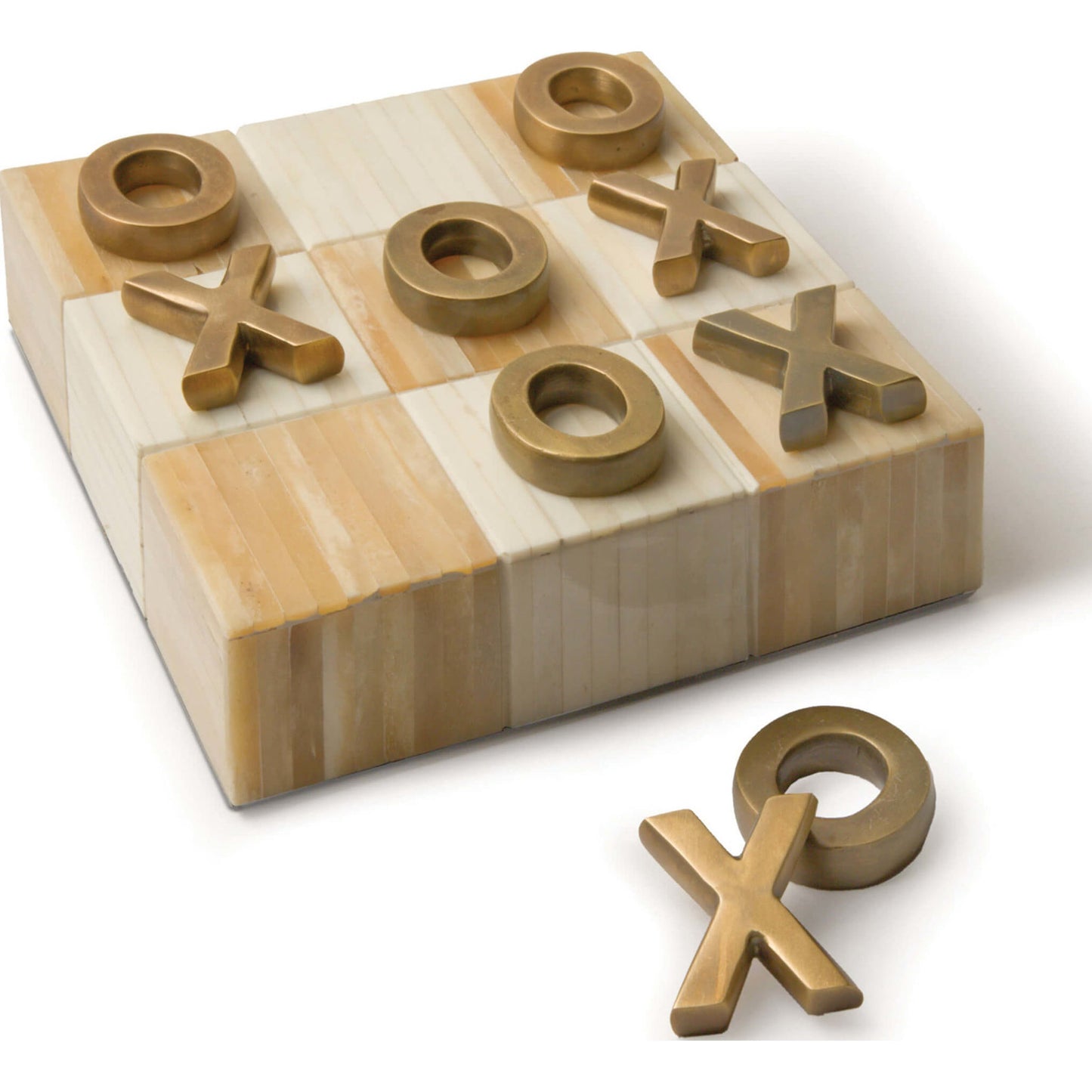 001 S-287311,S-287312 | Additional Silo | Tic Tac Toe Flat Board with Nickel Pieces by Regina Andrew. Made from bone in a eclectic & global style.