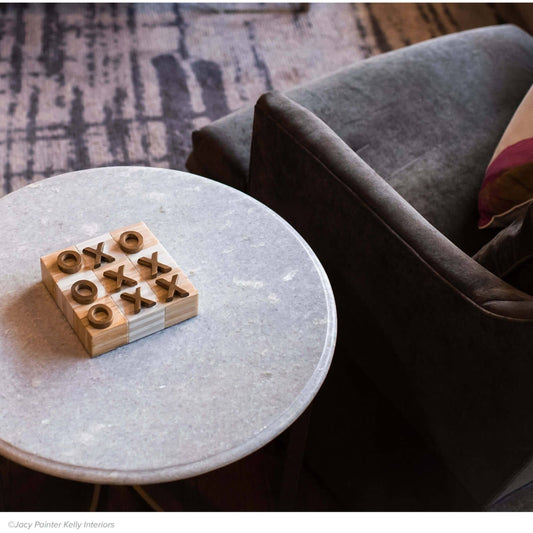 Tic Tac Toe Flat Board with Nickel Pieces by Regina Andrew. Made from bone in a eclectic & global style.