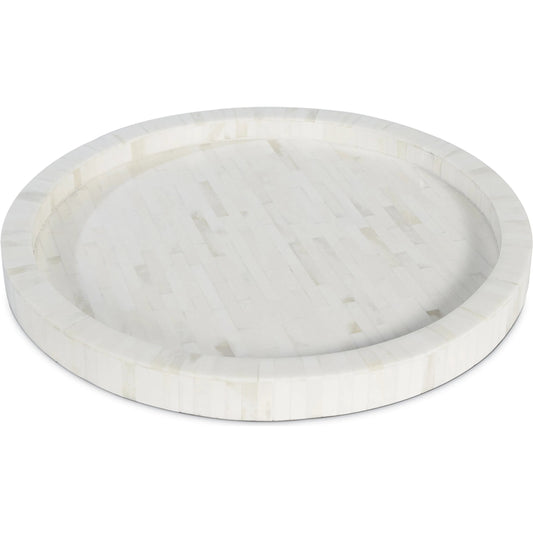 Bone and Indigo Tray Round by Regina Andrew. Made from bone in a coastal style.