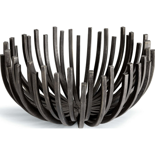 001 S-287355 | Primary Silo | Webbed Bowl Circle by Regina Andrew in ebony and blackened iron. Made from iron in a modern style.