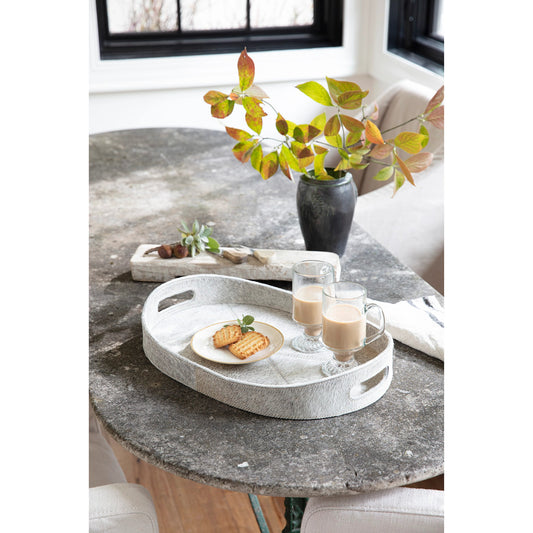 Andres Hair on Hide Tray Set by Regina Andrew in grey. Made from hair on hide in a modern style.