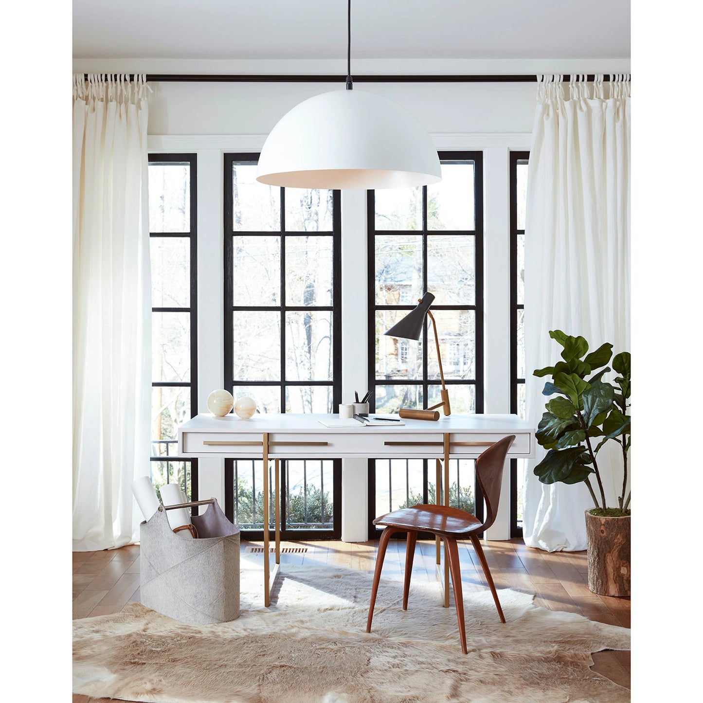 006 SI-1949228 | Lifestyle | Andres Hair on Hide Basket by Regina Andrew in grey. Made from hair on hide in a modern style.