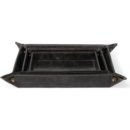 001 SI-1949262 | Primary Silo | Derby Leather Tray Set by Regina Andrew. Made from leather in a modern style.