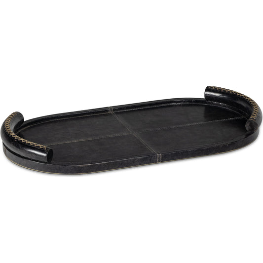 Forte Leather Tray Oval by Regina Andrew. Made from leather in a traditional style.