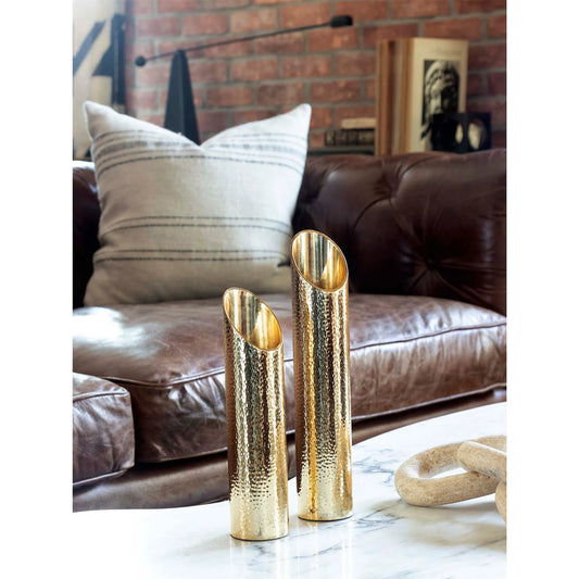 Elio Vase Set by Regina Andrew in polished brass. Made from stainless steel in a modern style.