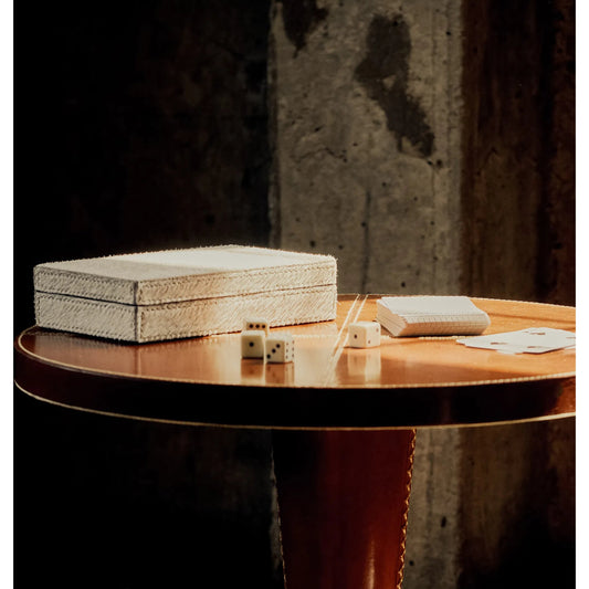 Andres Hair on Hide Playing Card Set by Regina Andrew in grey and grey. Made from hair on hide in a unique style.