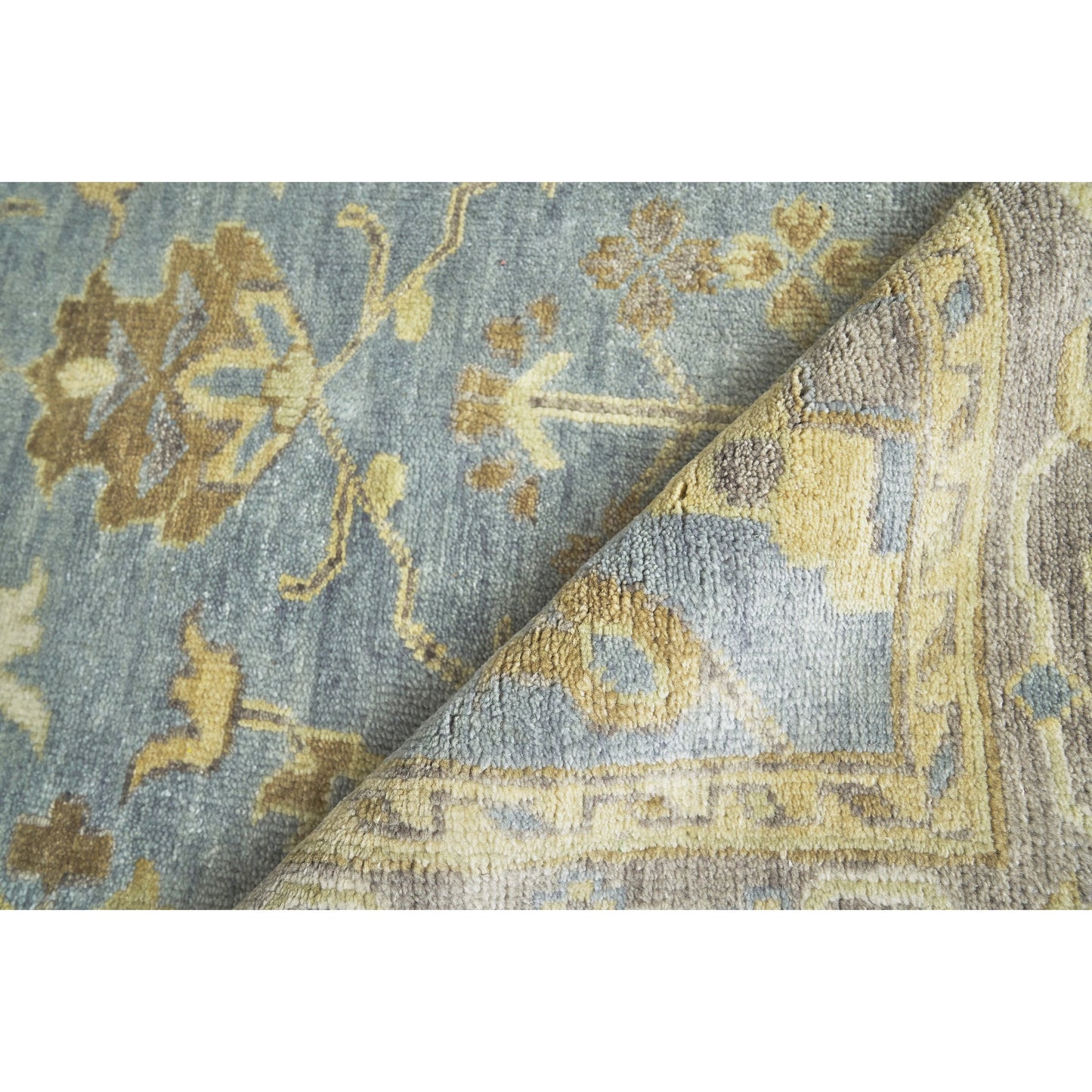 002 SI-1826924,SI-1826925,SI-1826926,SI-1826927,SI-1826928,SI-1826929 | Closeup | Antique Weave Oushak Rug - Gray, Brown, Blue by Exquisite Rugs in gray/brown/blue. Made from unique in a unique style.