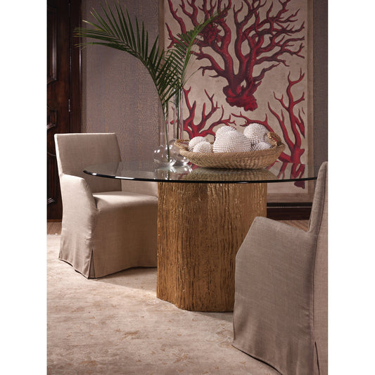 Trunk Segment Round Dining Table with Glass Top by Artistica Home. Made from unique in a modern style.