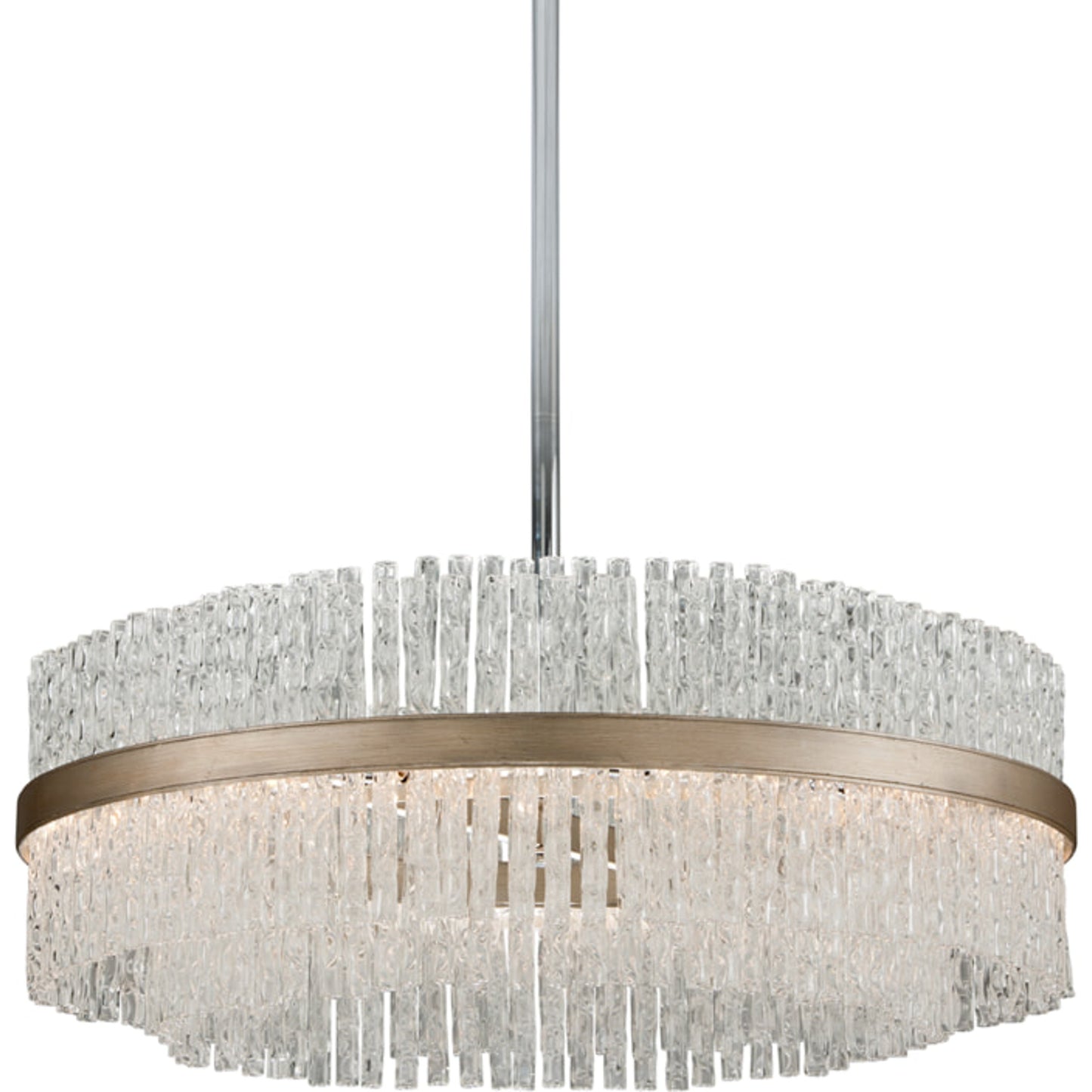 002 S-308987 | Additional Silo | Chime 12 Light Chandelier by Corbett in silver leaf polished stainless. Made from hand-crafted iron in a transitional style.
