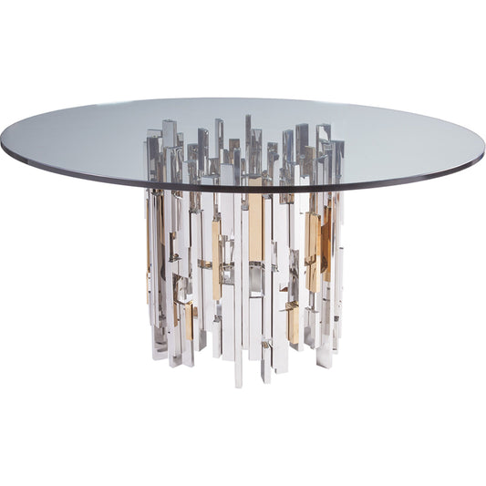 Cityscape Dining Table by Artistica Home in stainless steel, brass. Made from unique in a modern style.