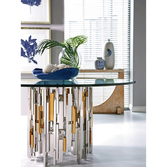 Cityscape Dining Table by Artistica Home in stainless steel, brass. Made from unique in a modern style.