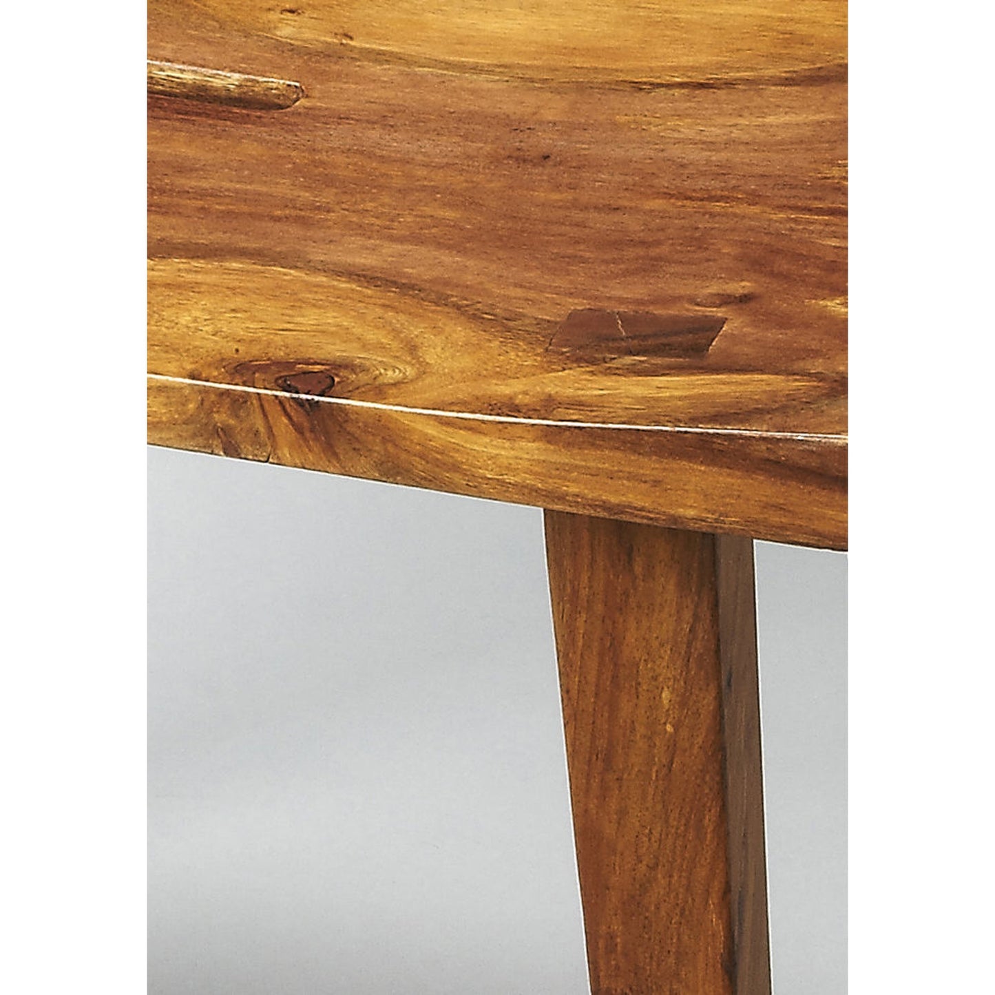 002 O-BUTLER-2042140 | Closeup | Loft Stool by Butler Specialty Company in light brown and buter loft. Made from sheesham wood solids in a rustic style.