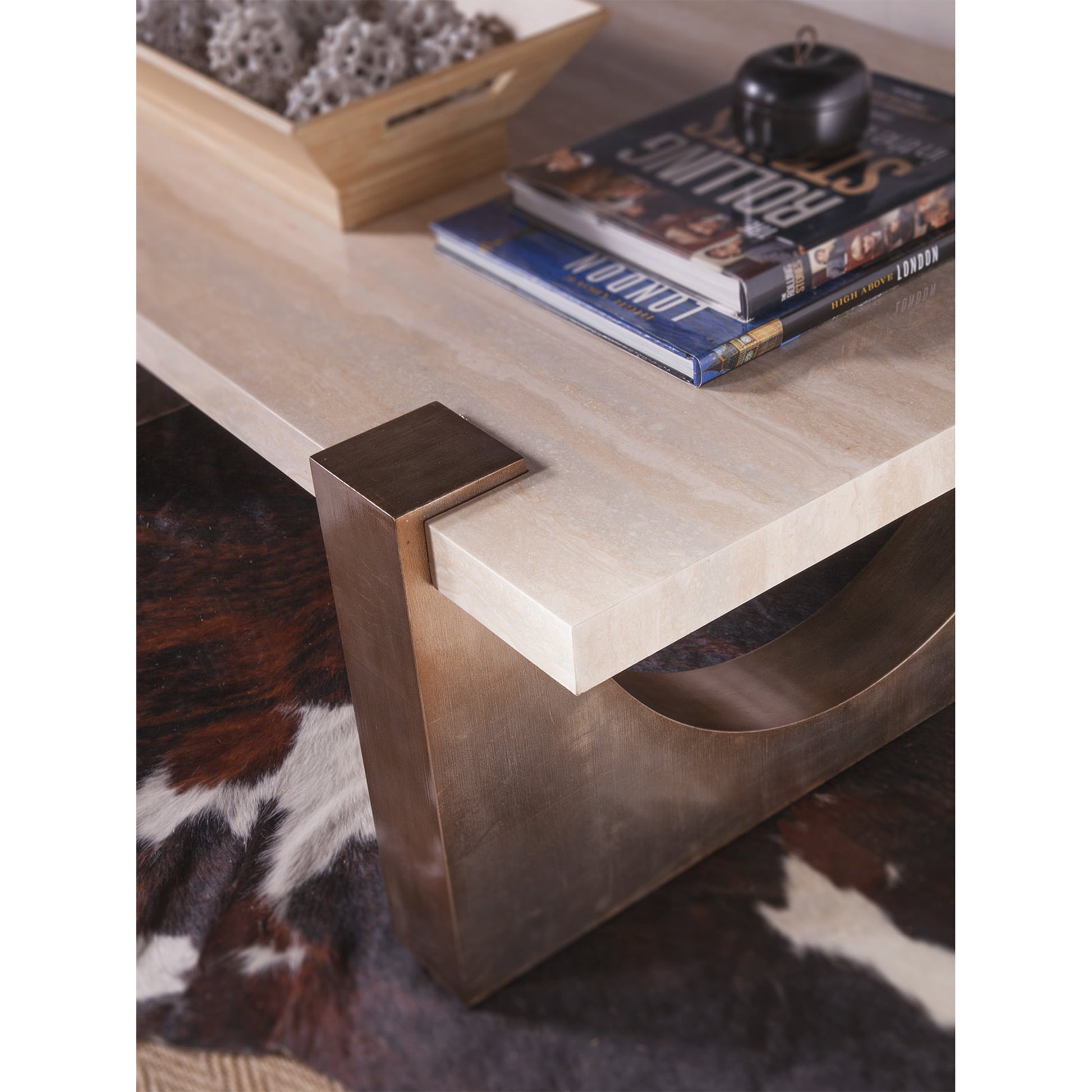 Impresario Rectangular Cocktail Table by Artistica Home in warm silver leaf. Made from unique in a eclectic & global style.