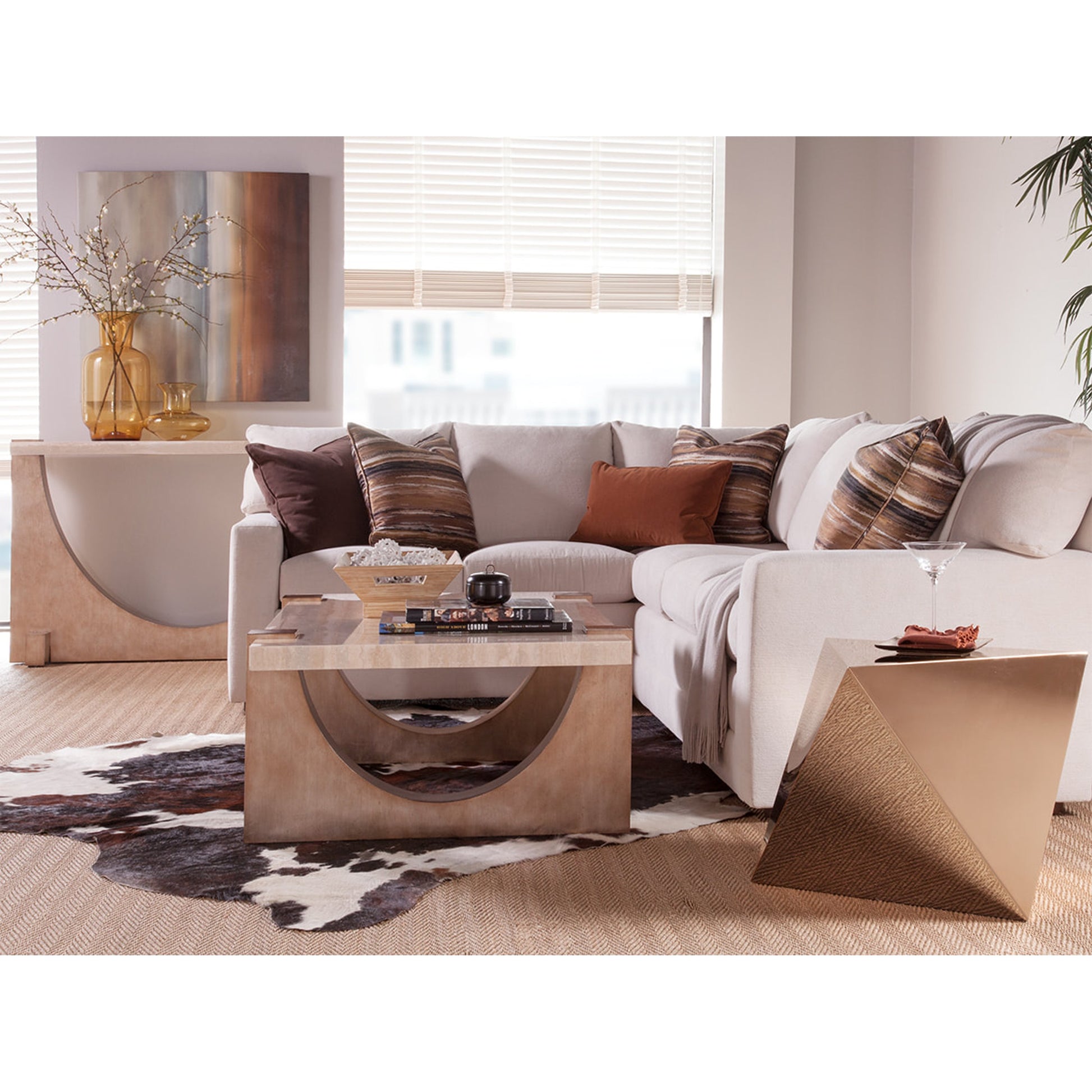 Impresario Rectangular Cocktail Table by Artistica Home in warm silver leaf. Made from unique in a eclectic & global style.