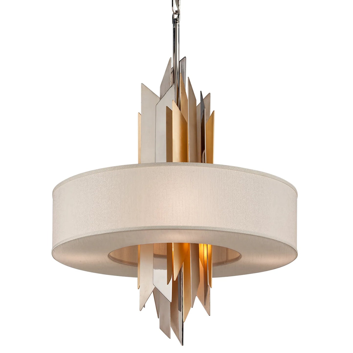 002 SI-2328156 | Additional Silo | Modernist Pendant by Corbett in silver, gold leaf. Made from hand crafted iron in a modern style.