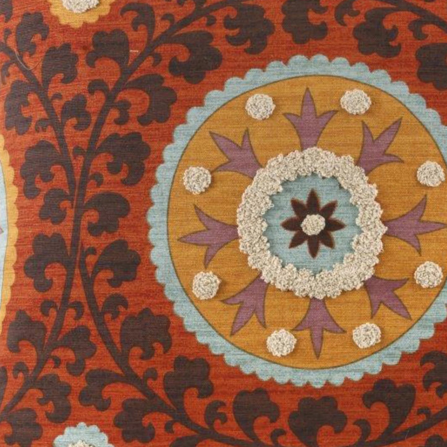 003 SI-2382485 | Closeup | Tribal Thread Pillow by DV Kap Home in rust. Made from 100% cotton in a eclectic & global style.