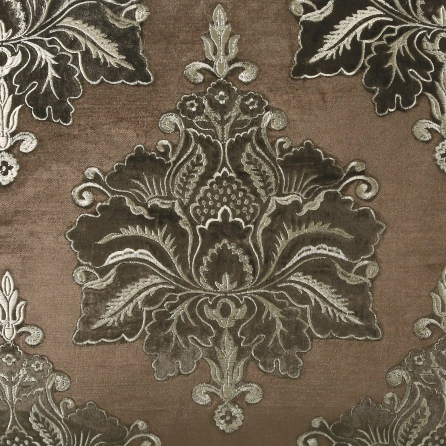 002 SI-2382416 | Closeup | Taj Mahal Pillow by DV Kap Home in brown. Made from 60% cotton, 40% rayon in a traditional style.