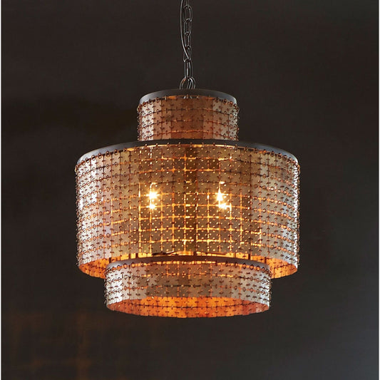 Armor Chandelier by Phillips Collection in brown and brass. Made from metal in a eclectic & global style.