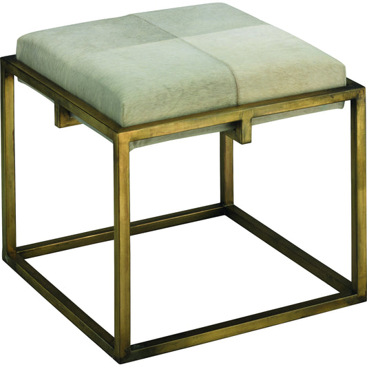 Shelby Stool by Jamie Young in white hide. Made from hide in a modern style.