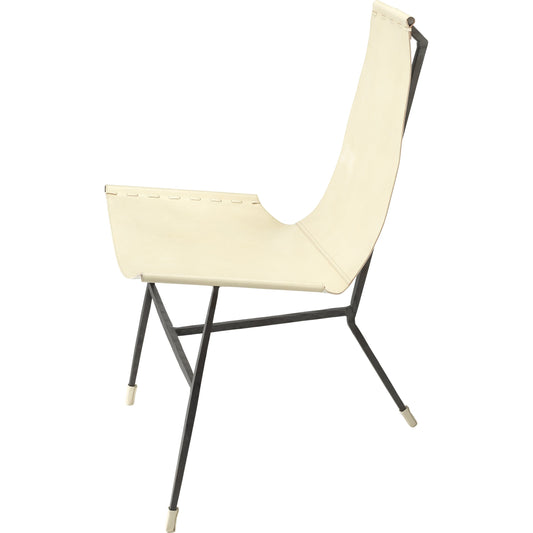 Abilene Lounge Chair by Jamie Young in off white leather & black forged iron. Made from leather, iron in a modern style.