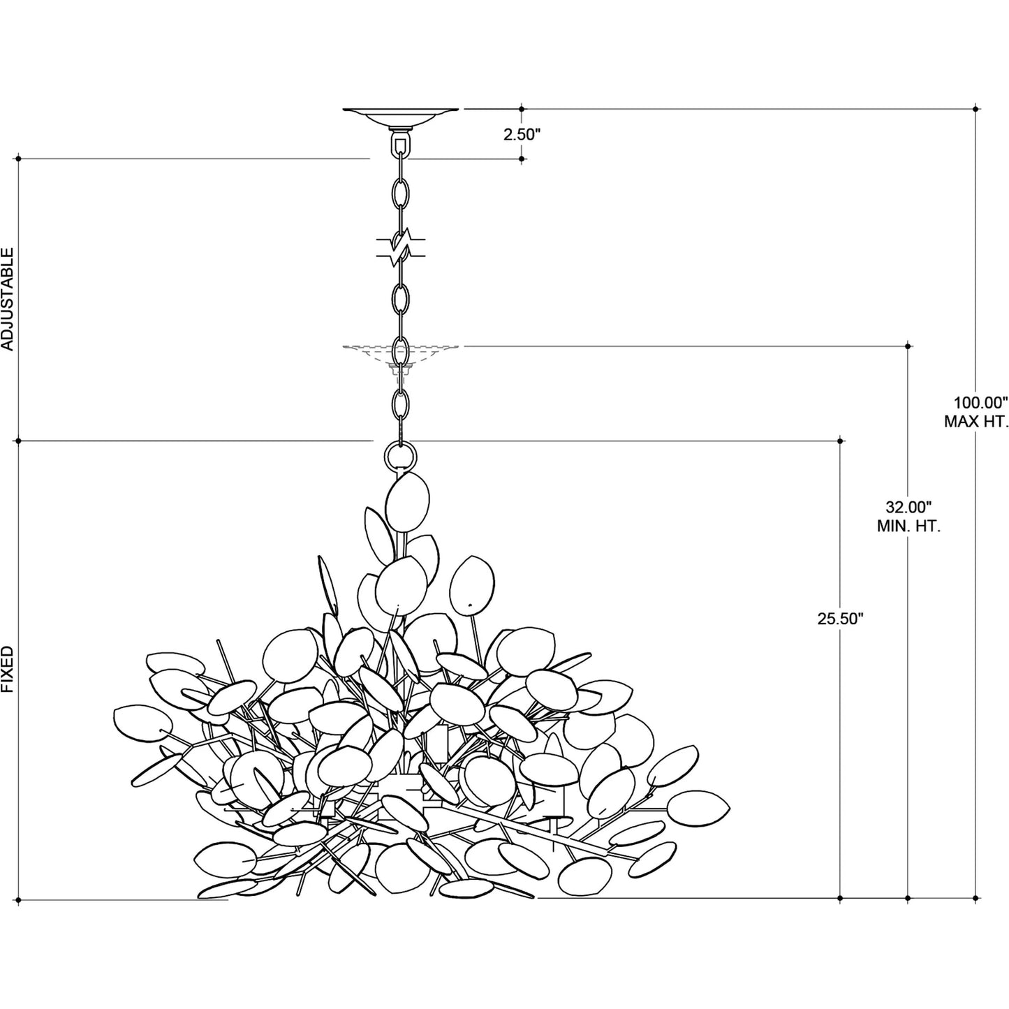 012 SI-1894402 | Lifestyle | Lunaria Chandelier by Currey and Company in contemporary silver leaf. Made from wrought iron in a transitional style.