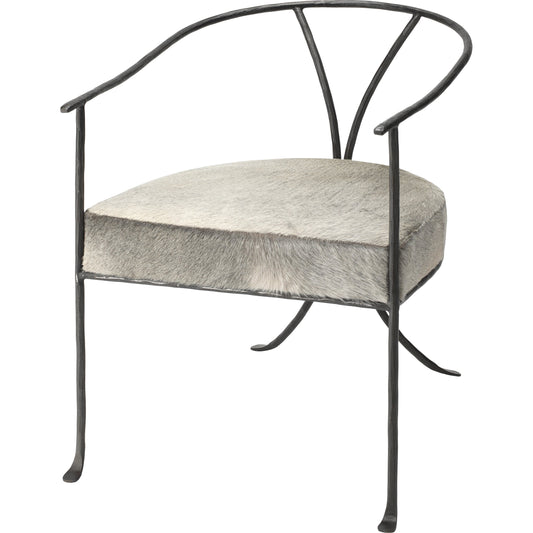 001 SI-1822201 | Primary Silo | Kai Chair by Jamie Young in grey hide, black hand forged iron. Made from grey hide, black hand forged iron in a transitional style.