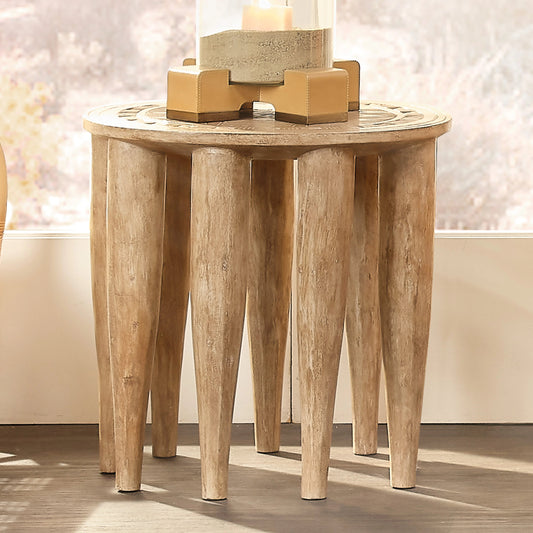 Naga Stool by Jamie Young. Made from mango wood in a modern style.
