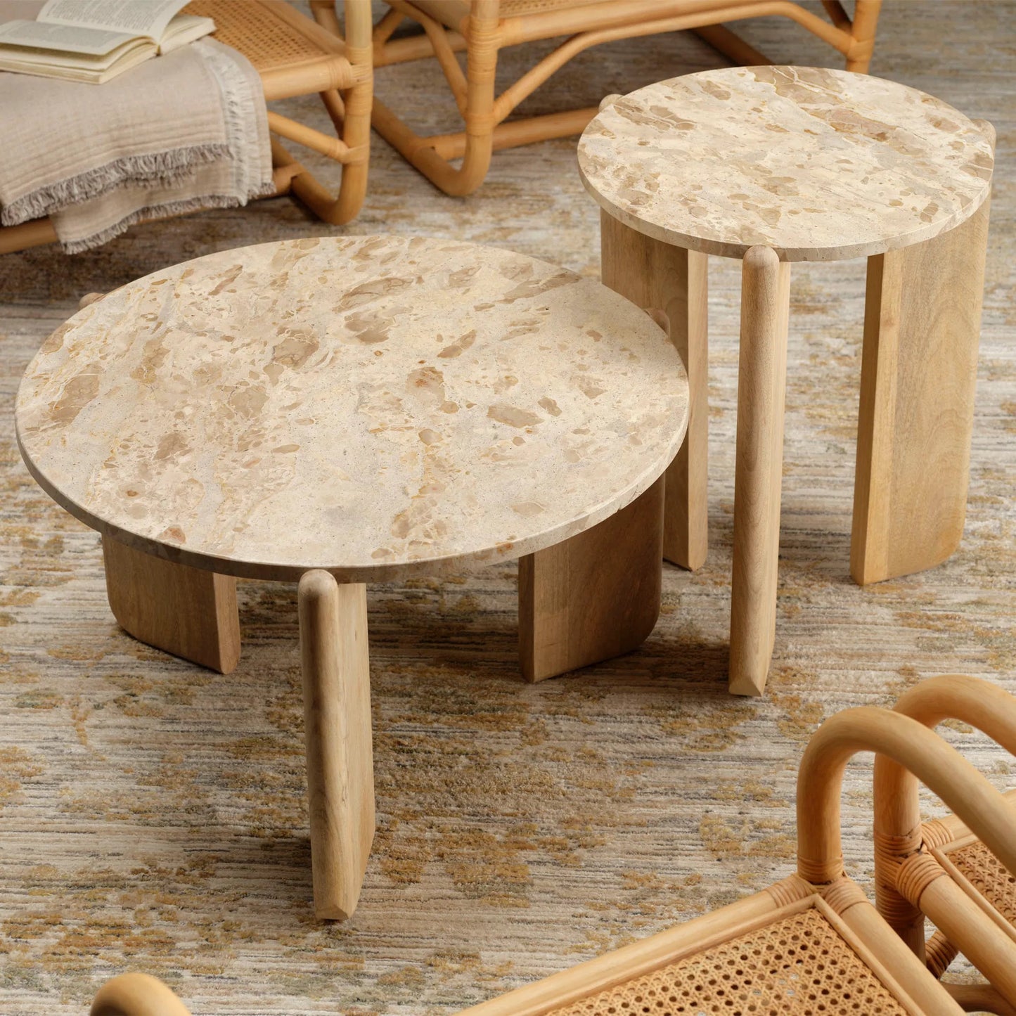 008 SI-2249084 | Lifestyle | Quarry Coffee Table by Jamie Young in natural. Made from mango wood, tendua stone in a modern style.