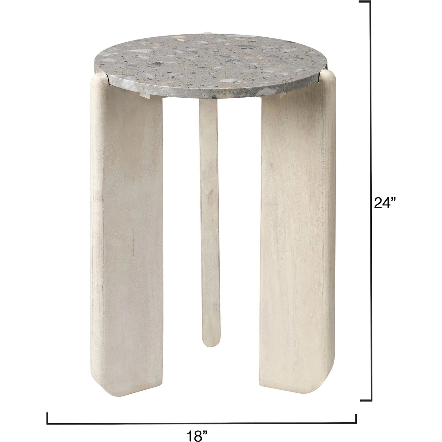 001 SI-2249085 | Additional Silo | Quarry Side Table by Jamie Young in white bleach, grey and white bleached mango wood, grey stone. Made from mango wood, terrazzo stone in a modern style.