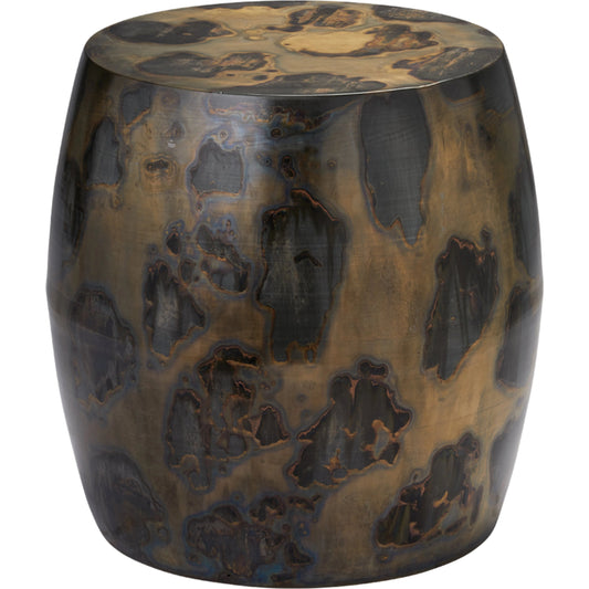 Realm Side Table by Jamie Young in acid washed metal. Made from iron in a eclectic & global style.