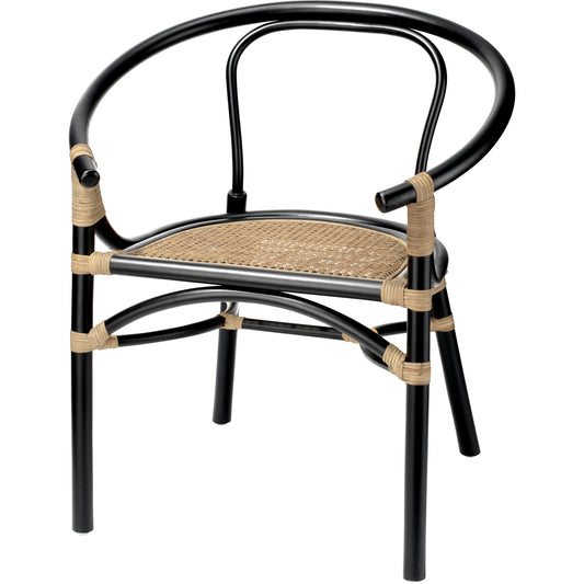Saltwater Arm Chair by Jamie Young in black & natural. Made from rattan in a coastal style.