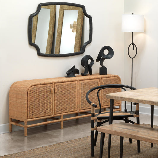 Saltwater Arm Chair by Jamie Young in black & natural. Made from rattan in a coastal style.